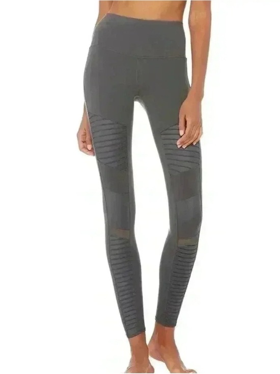 ALO Yoga Pants - ALO Yoga Gray High-Waist Moto Leggings